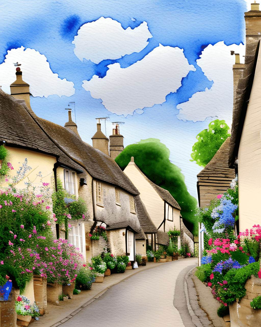 1024x1280 English Village in the Cotswolds