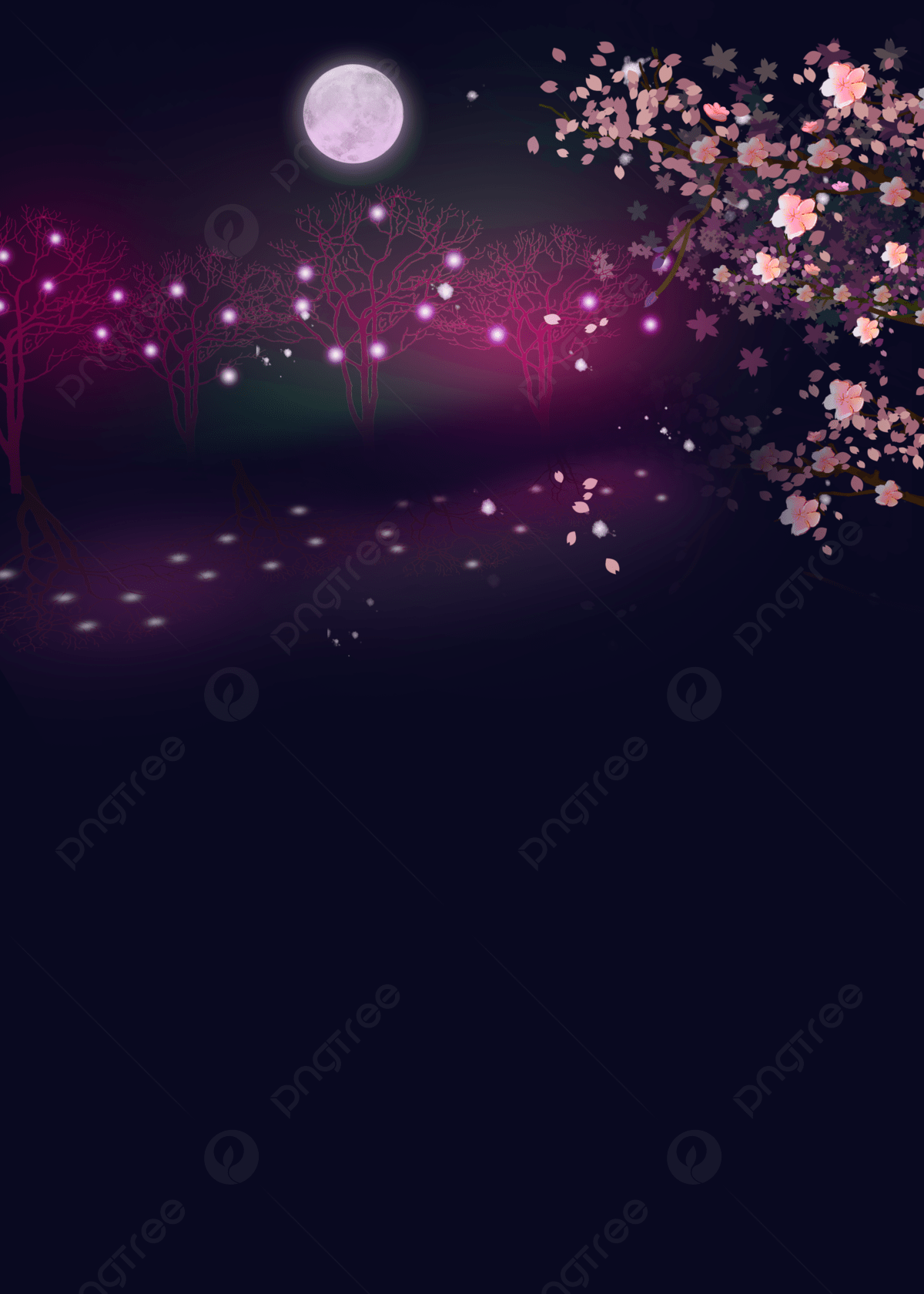 1200x1680 Black Cherry Blossom Light Effect