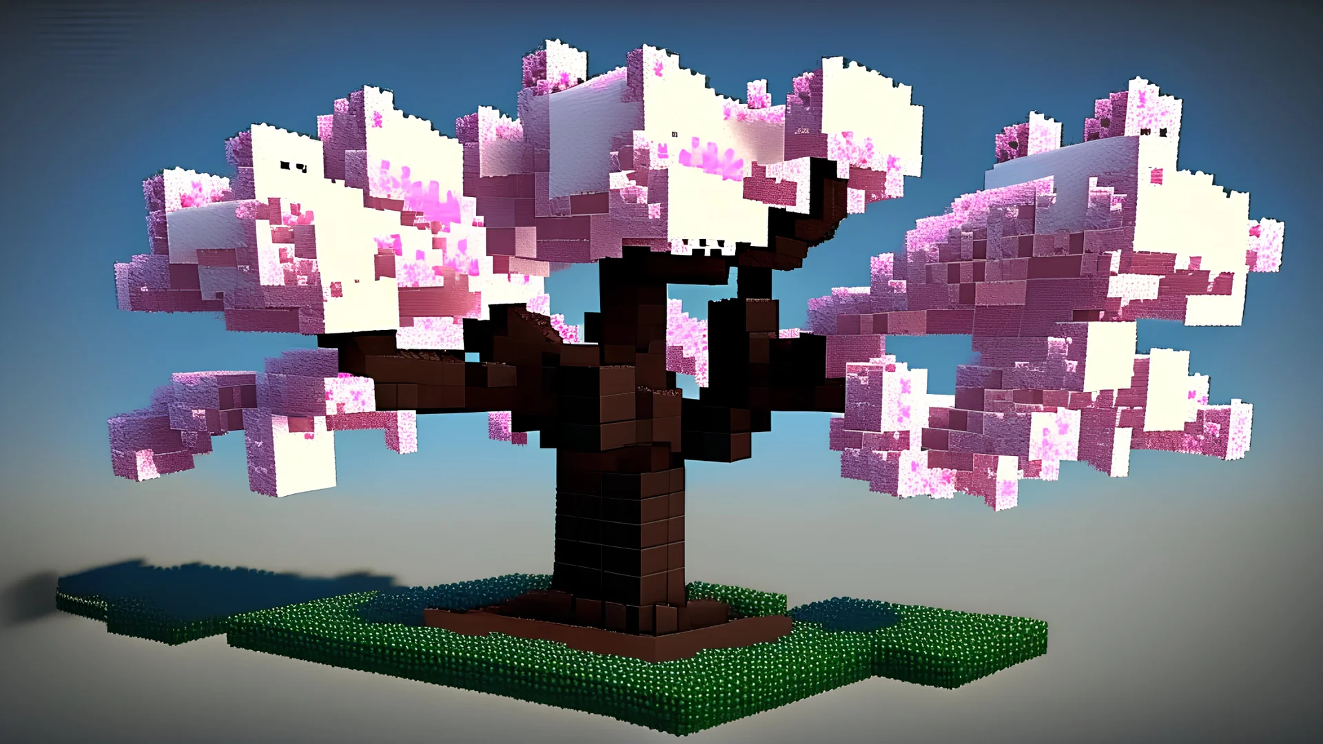1920x1080 minecraft style cherry blossom tree