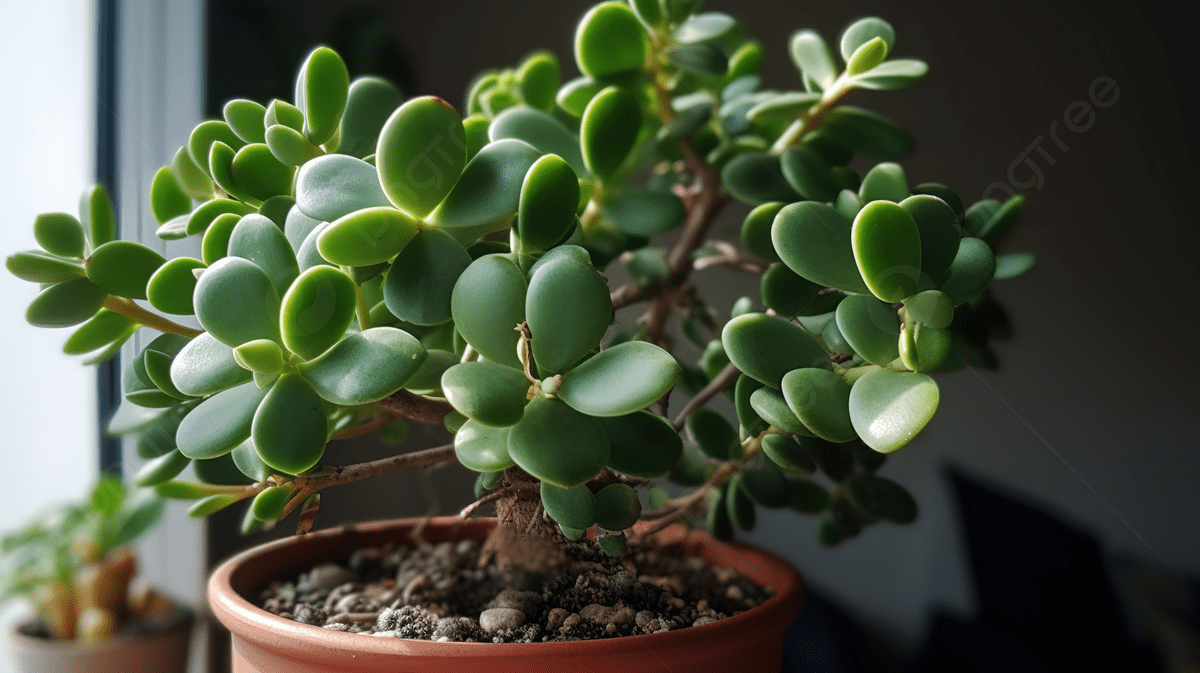 1200x673 Green Jade Plant Is On A Table Next To