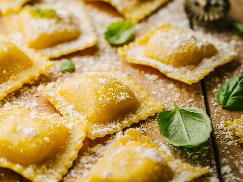 1024x768 Goats cheese, pea & mint ravioli