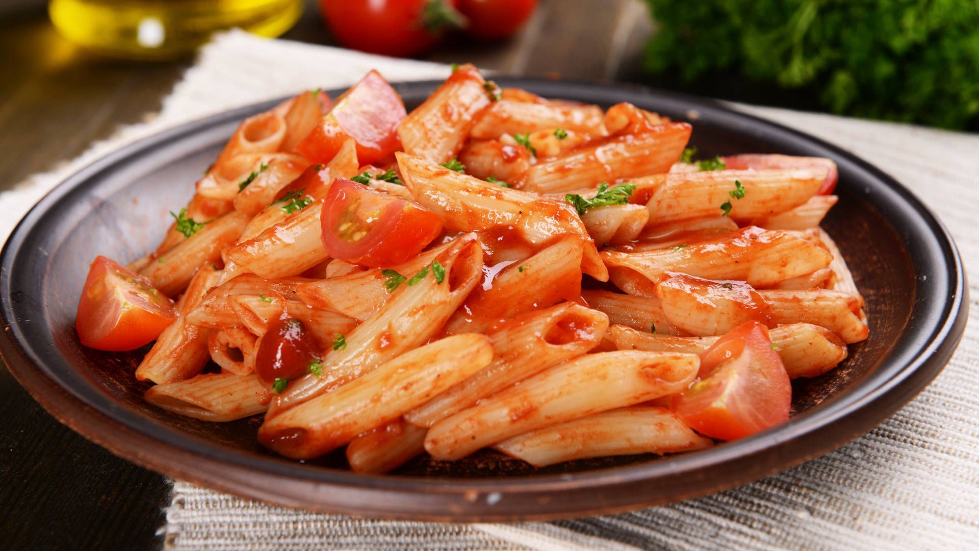 1920x1080 Penne Pasta With Red Sauce Wallpaper