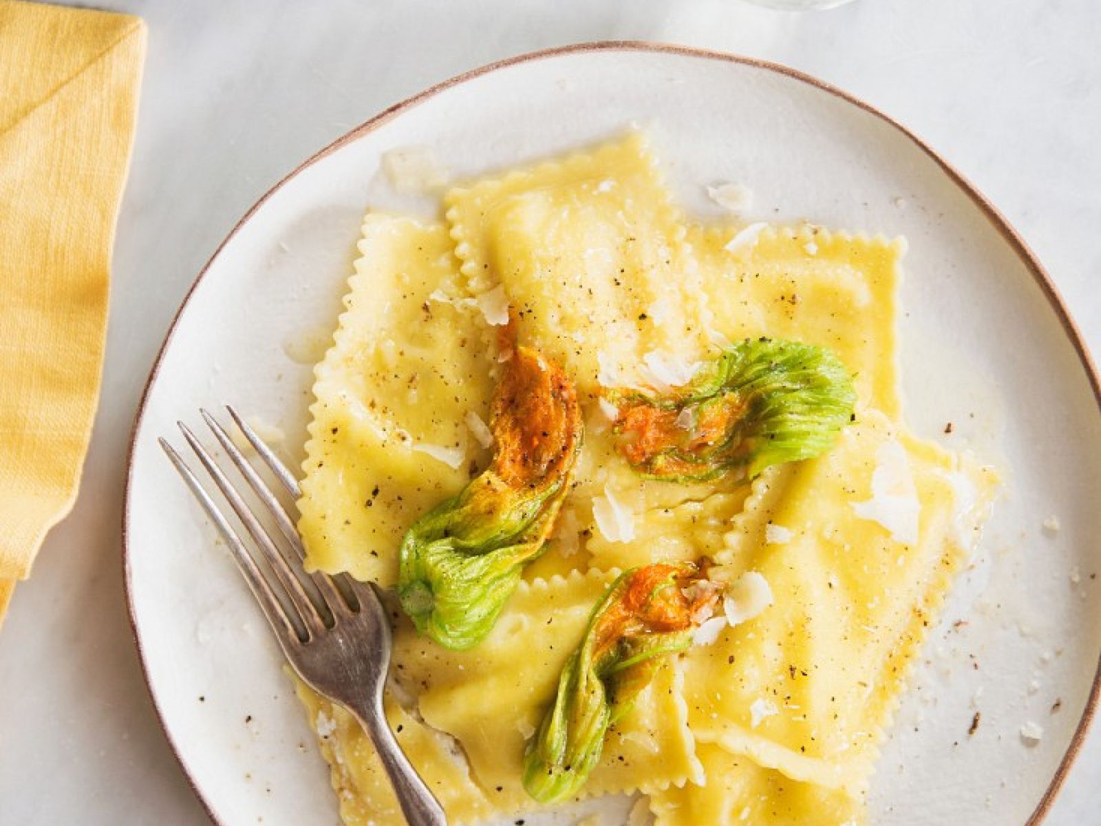 1600x1200 Pumpkin Ravioli with Zucchini Blossoms