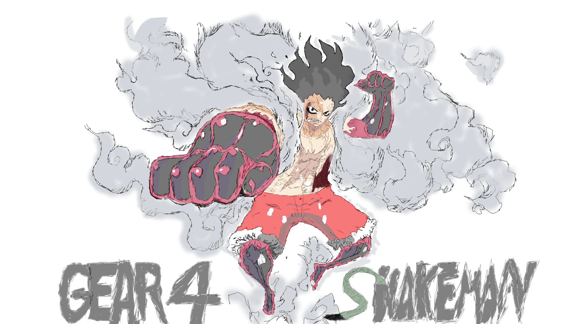 One Piece Luffy Gear 4 Snake Man Wallpaper Hd Rehare