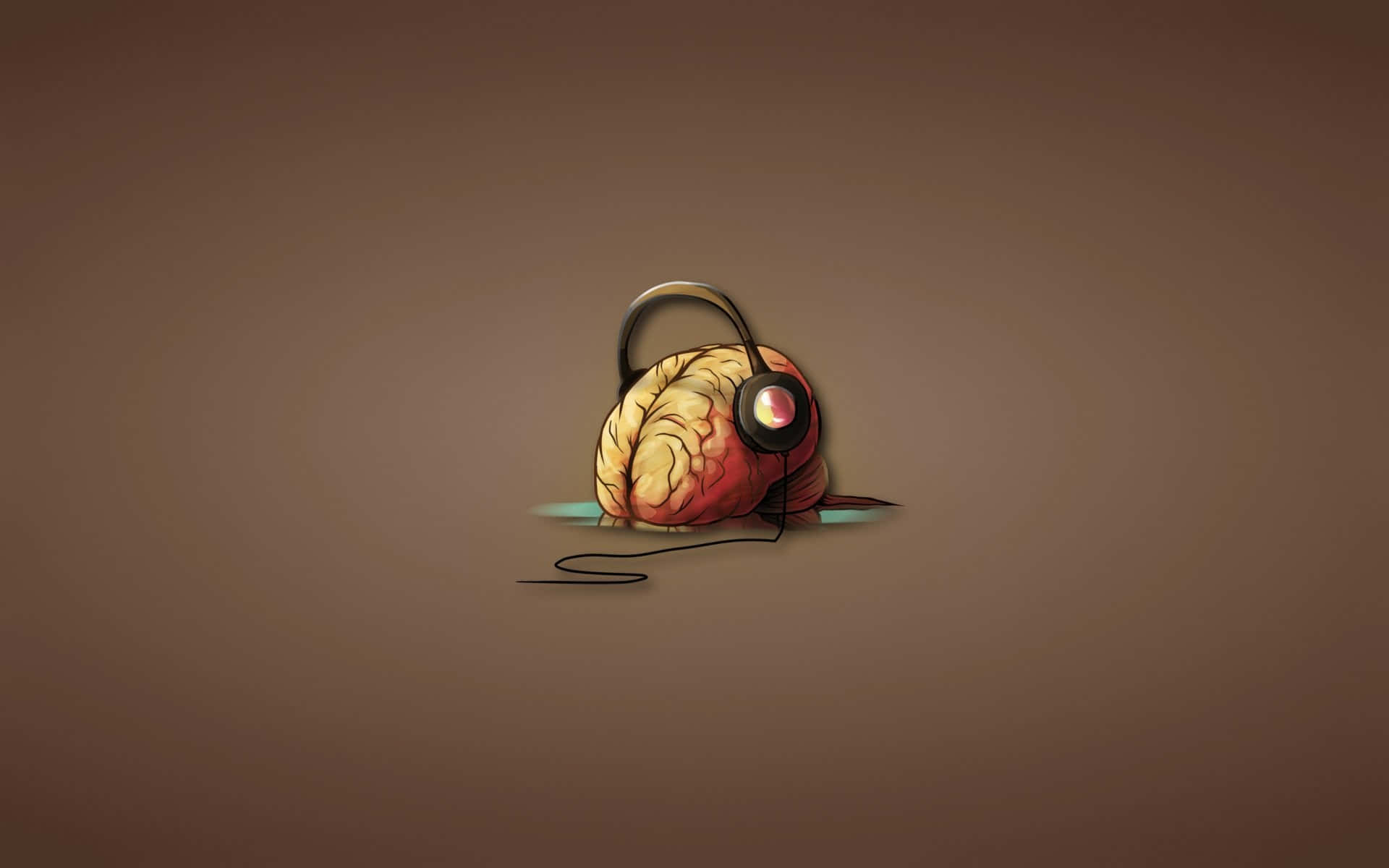 1920x1200 Cartoon Brain With Headphones