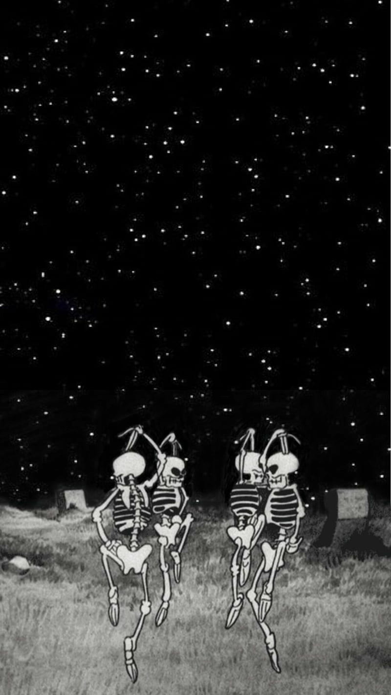 800x1422 Skeletons dancing, dance, night