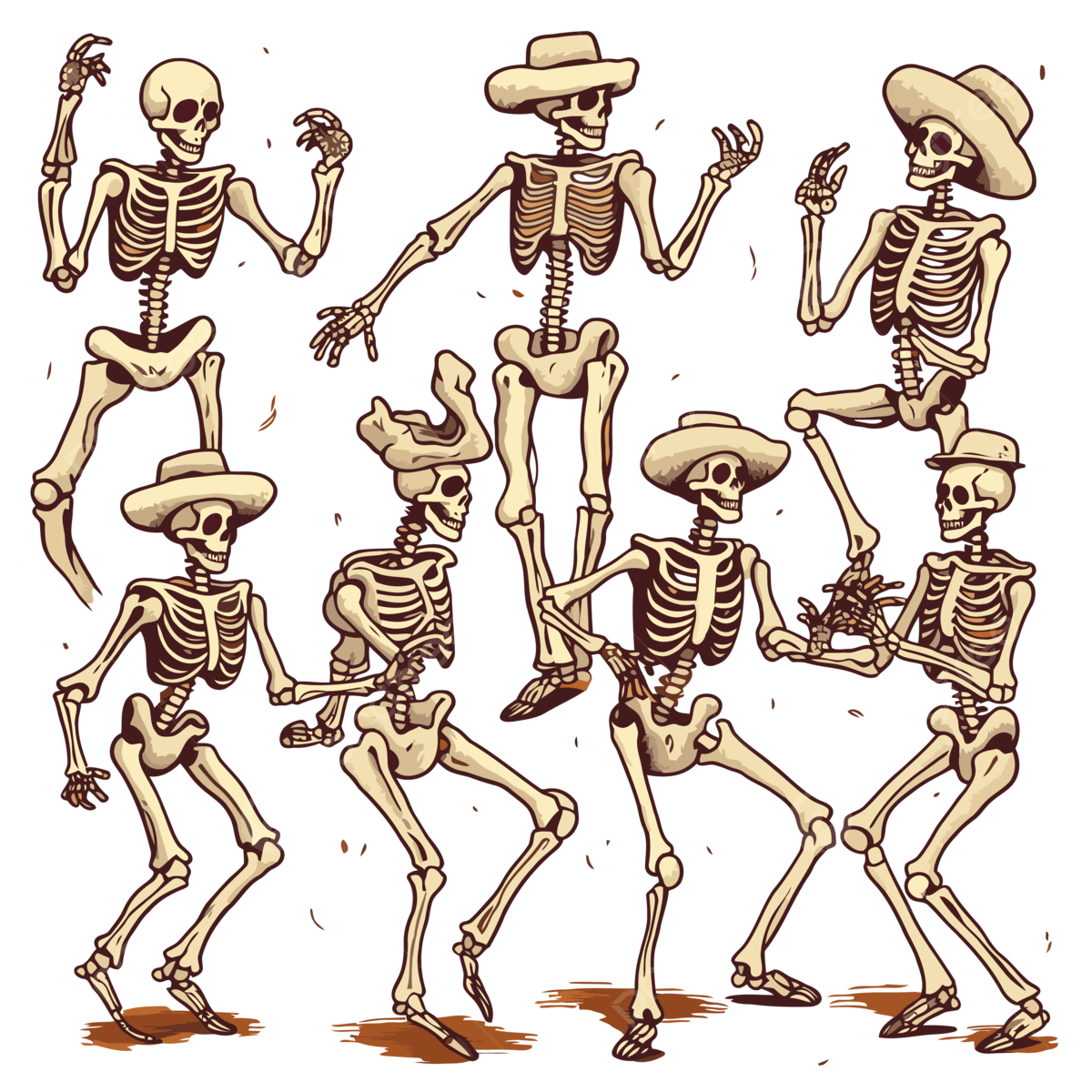 1200x1200 Dancing Skeletons Vector, Sticker