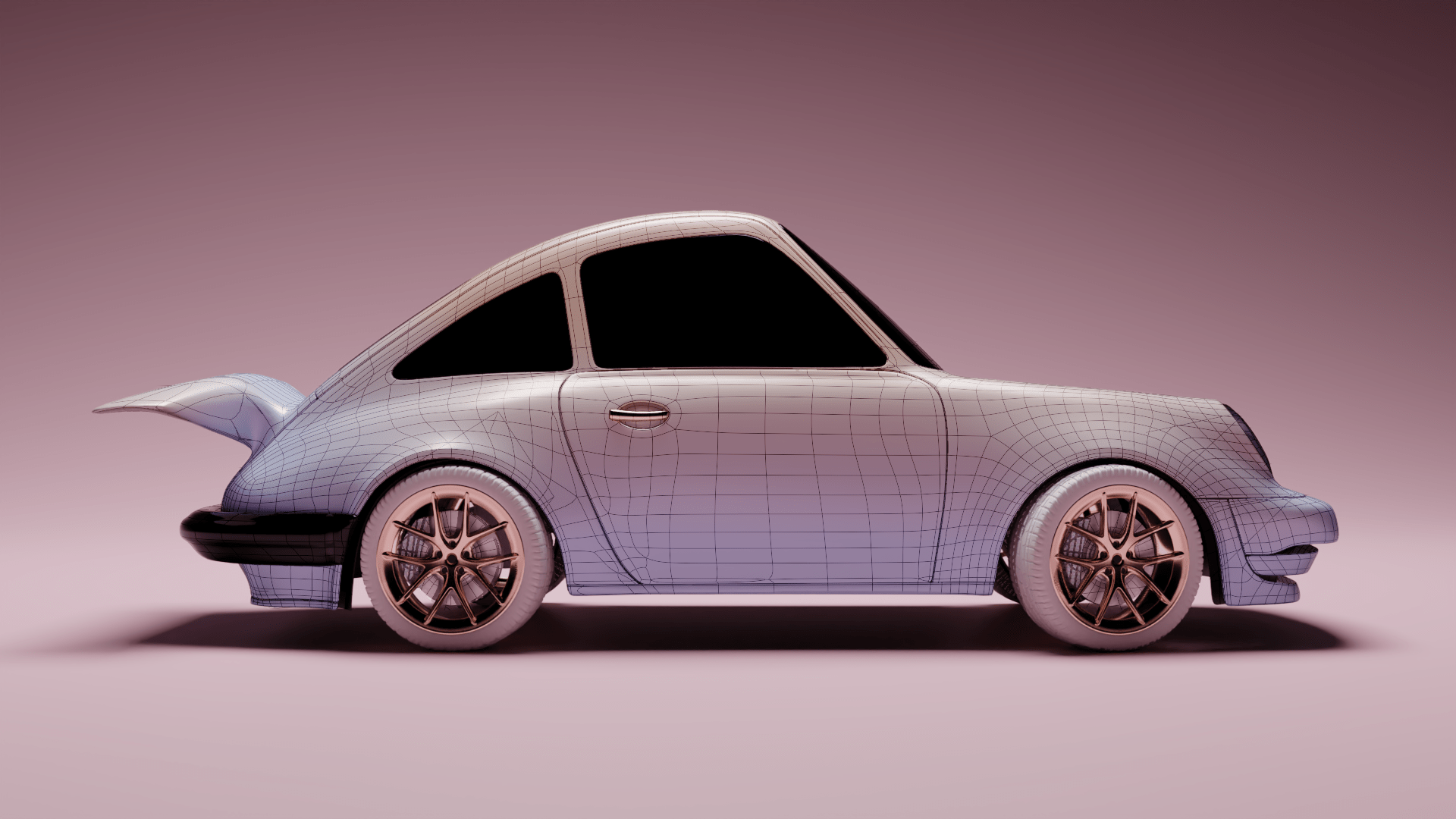 1920x1080 Porsche 911 cartoon stylized pastel