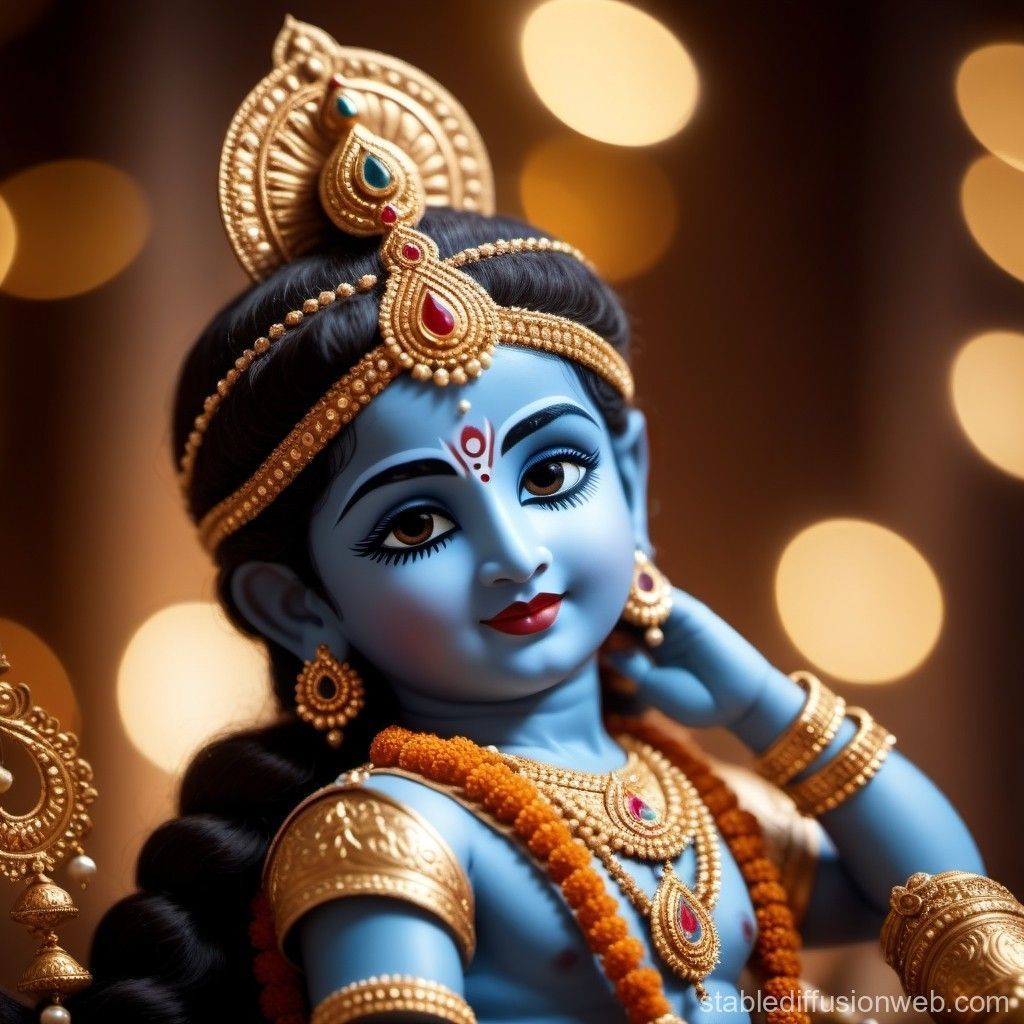 1024x1024 Lord Krishna Digital Art in 8K