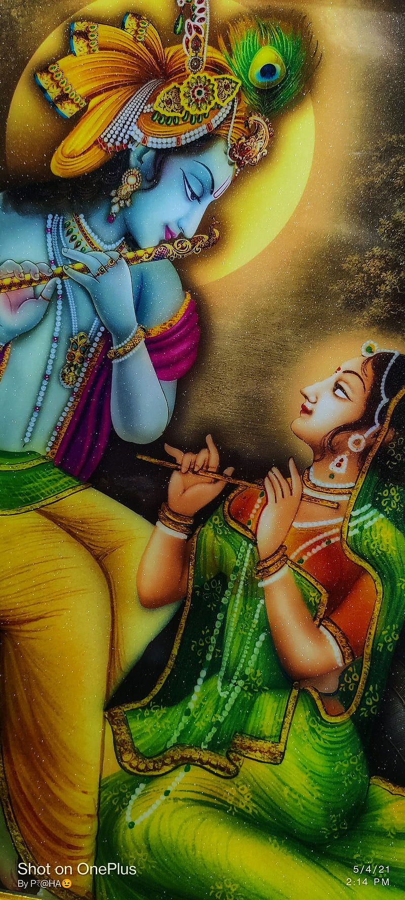 800x1778 Radha krishna, painting, theme, HD