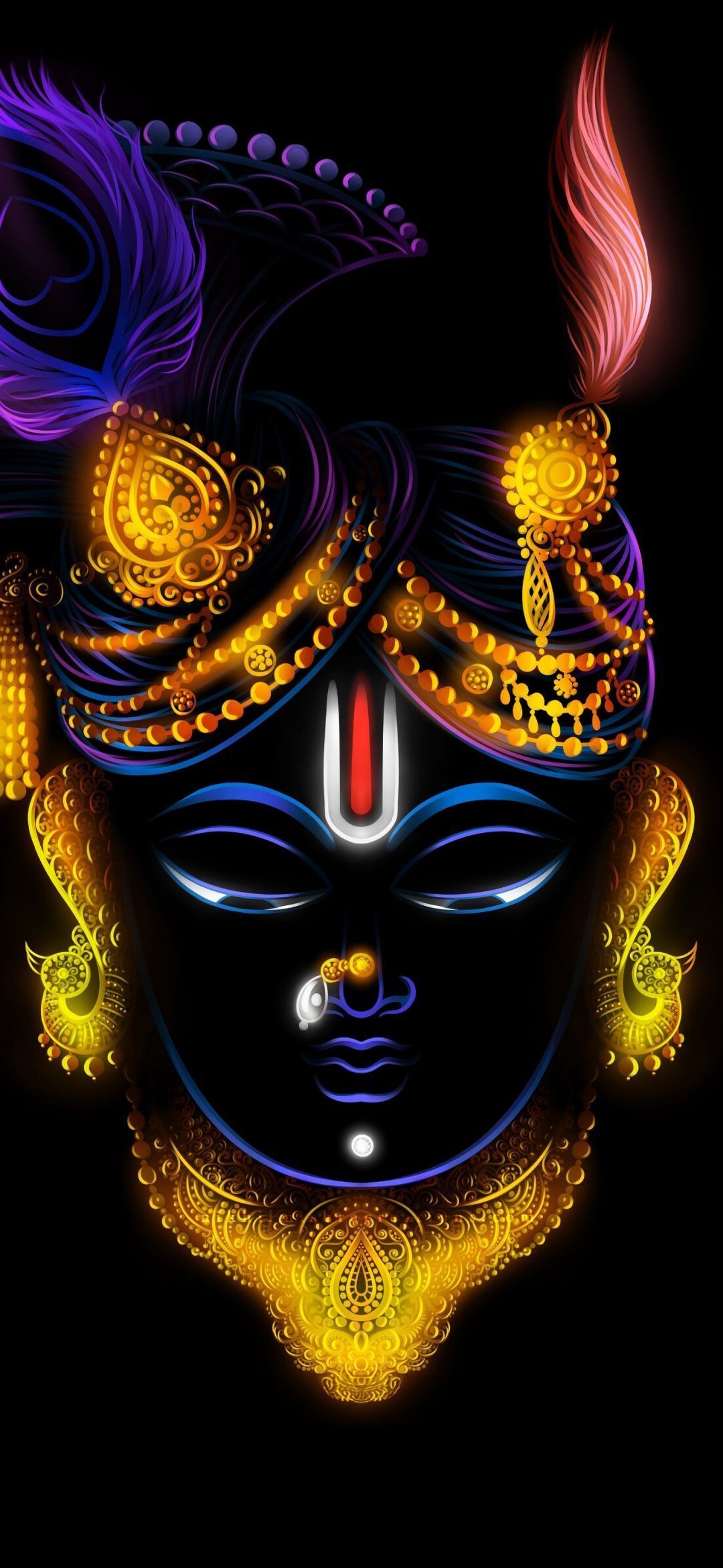 1080x2340 Lord Krishna Wallpaper 4K, Hindu God