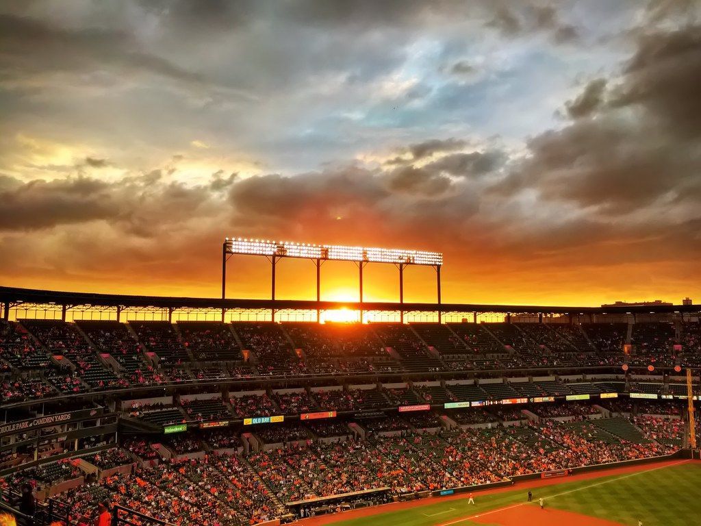 1024x768 Sunset at Camden Yards. A gorgeous