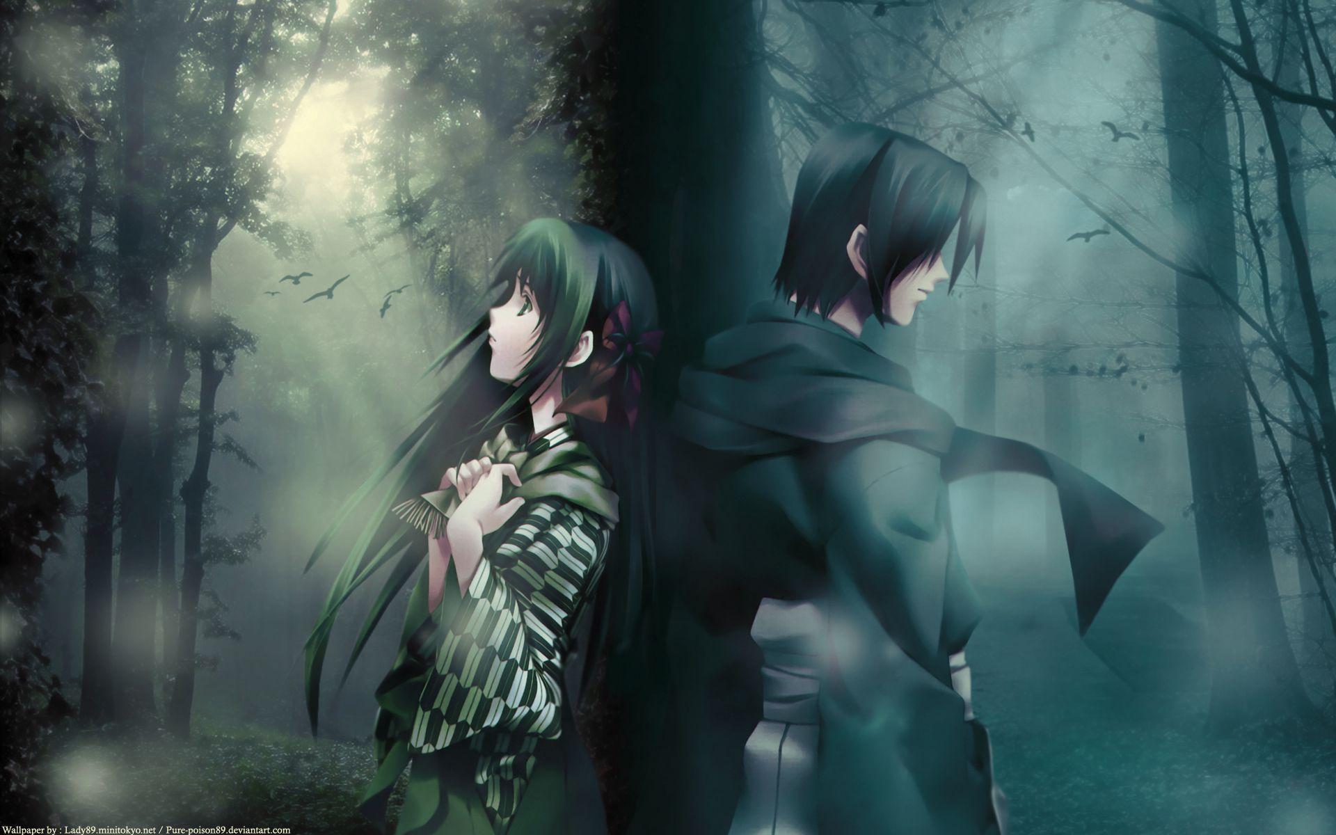 1920x1200 Anime Sad Couple hình nền