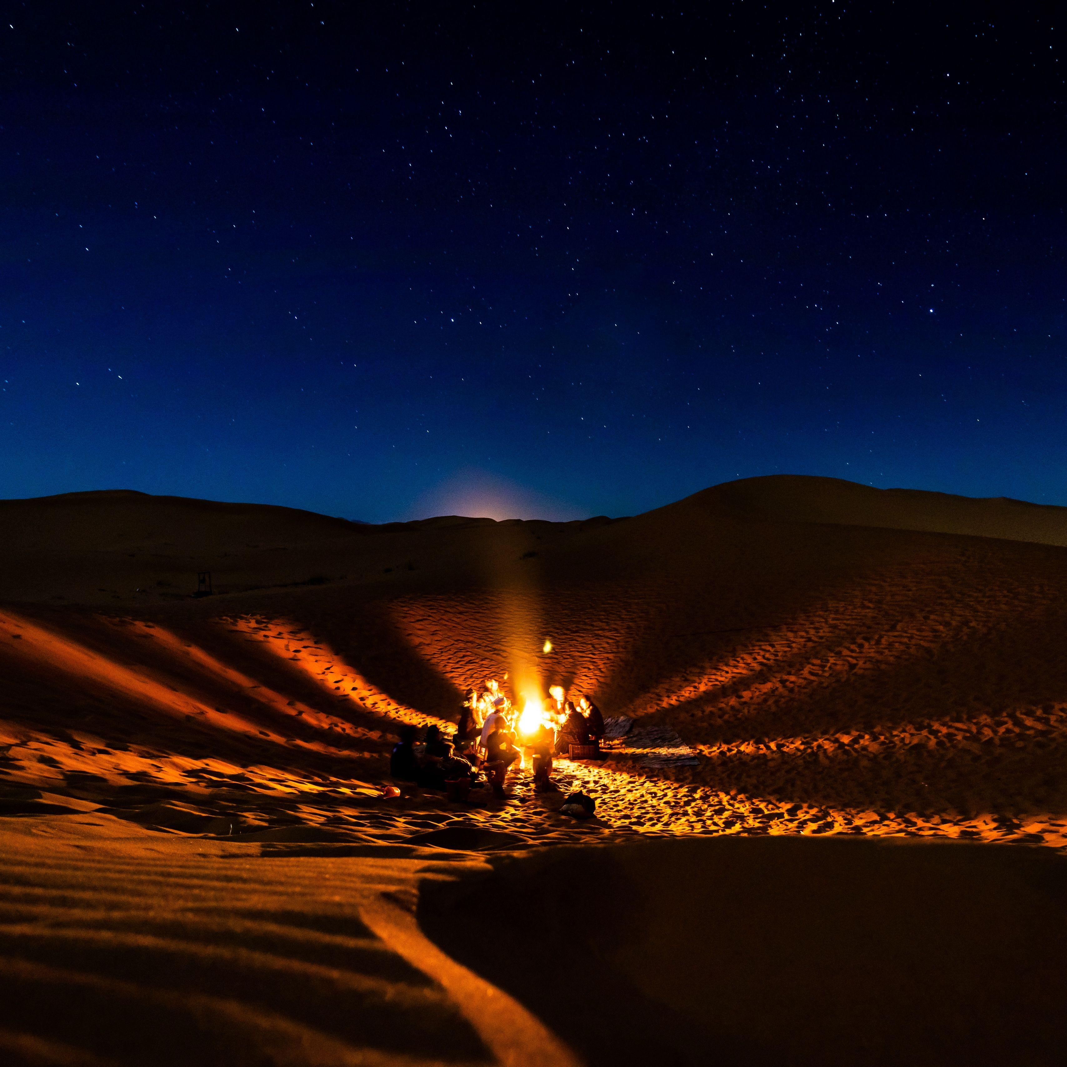 3415x3415 Download wallpaper 3415x3415 bonfire, camping, desert