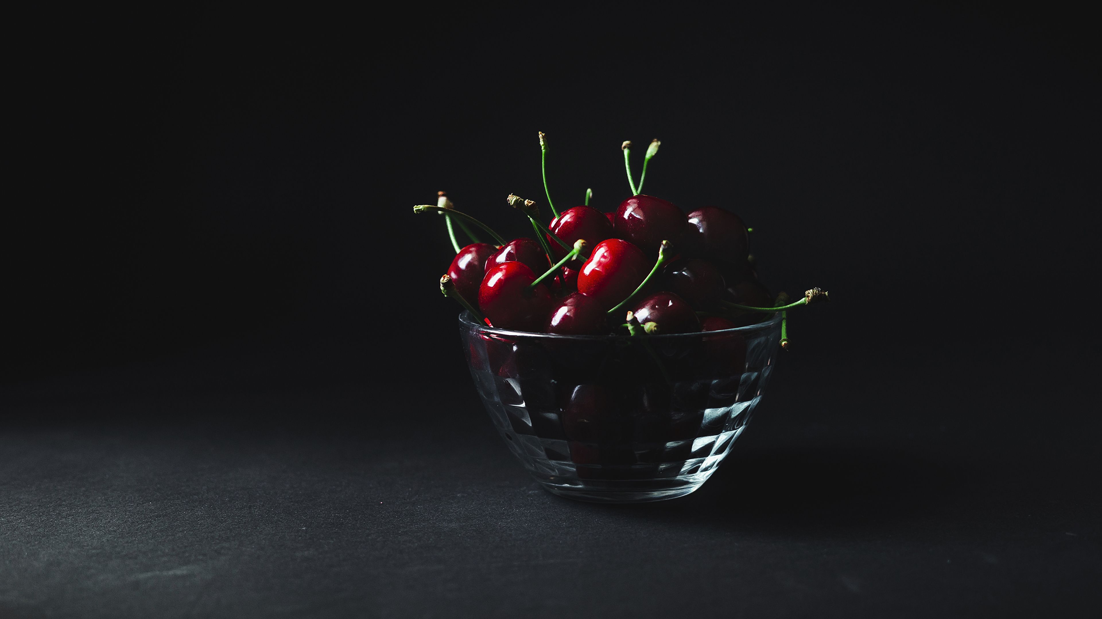 3840x2160 Bowl Cherry Food Black background 3840x2160