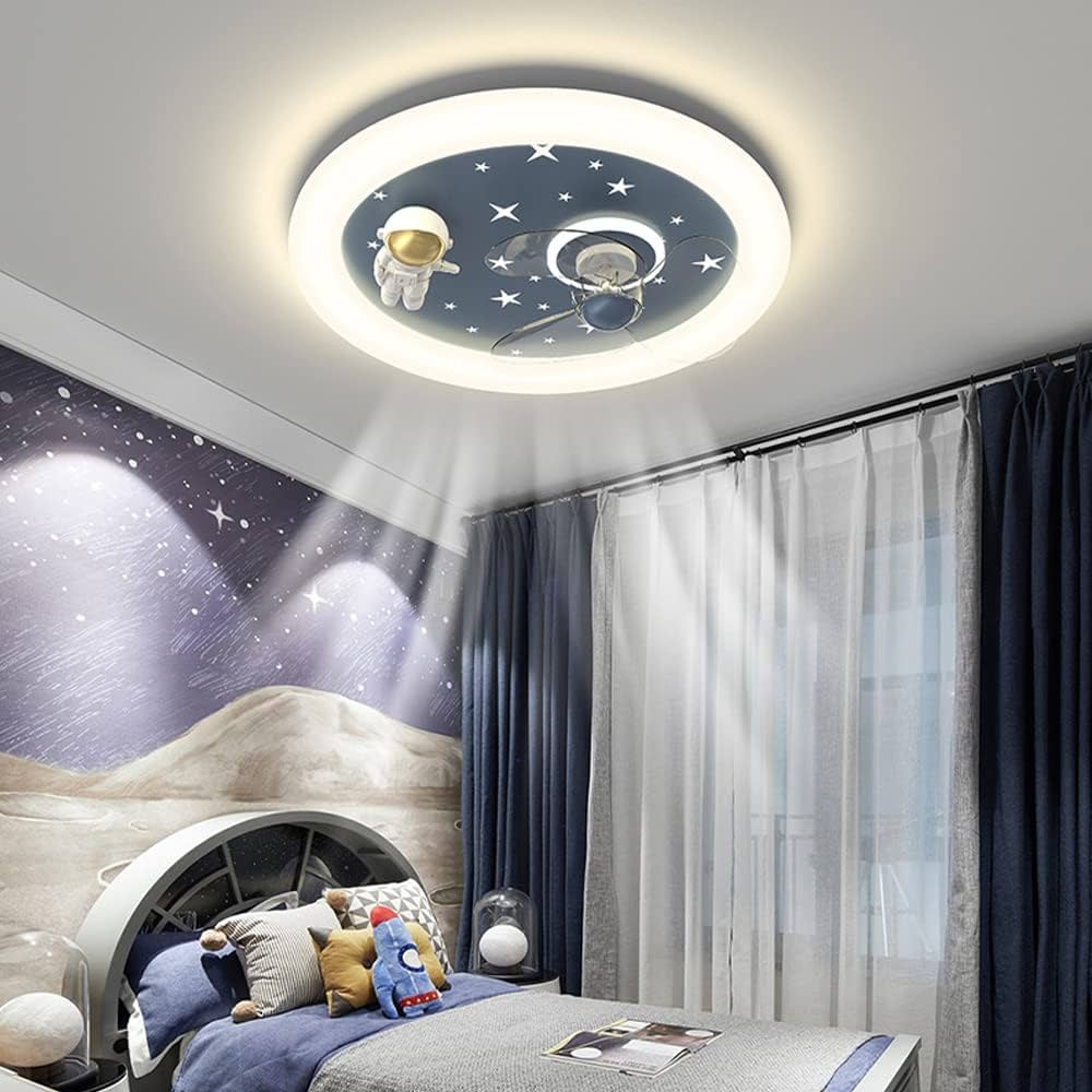 1000x1000 DLSixYi Children's Room Led Ceiling Lamp Creative Cartoon Astronaut Kid's Room Ceiling Fans with Lights Bedroom Ceiling Fan Lamp for Boys Girls Room Ventilator Lamp 46W: Buy Online at Best Price in