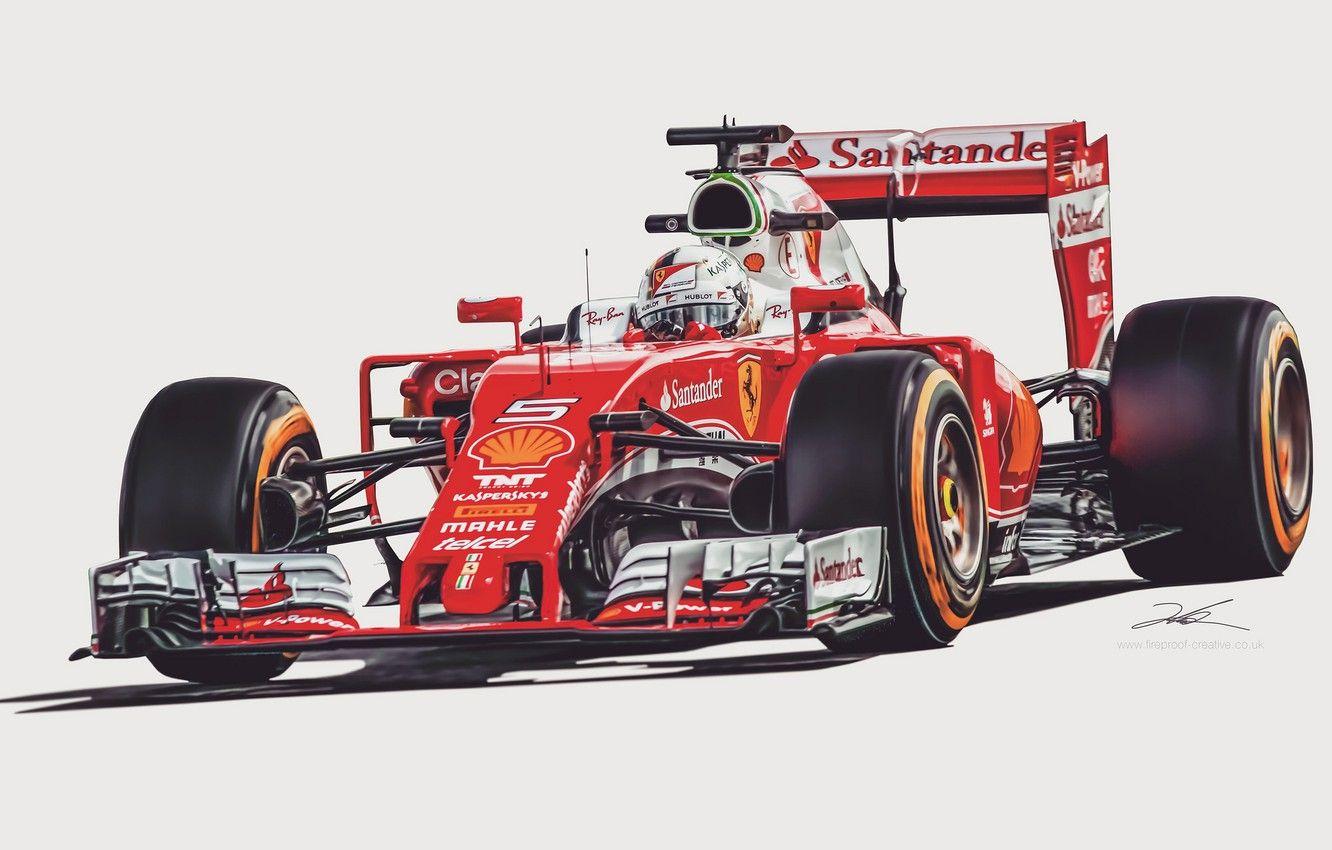 1332x850 Wallpaper Ferrari, Digital Art, Sebastian Vettel image