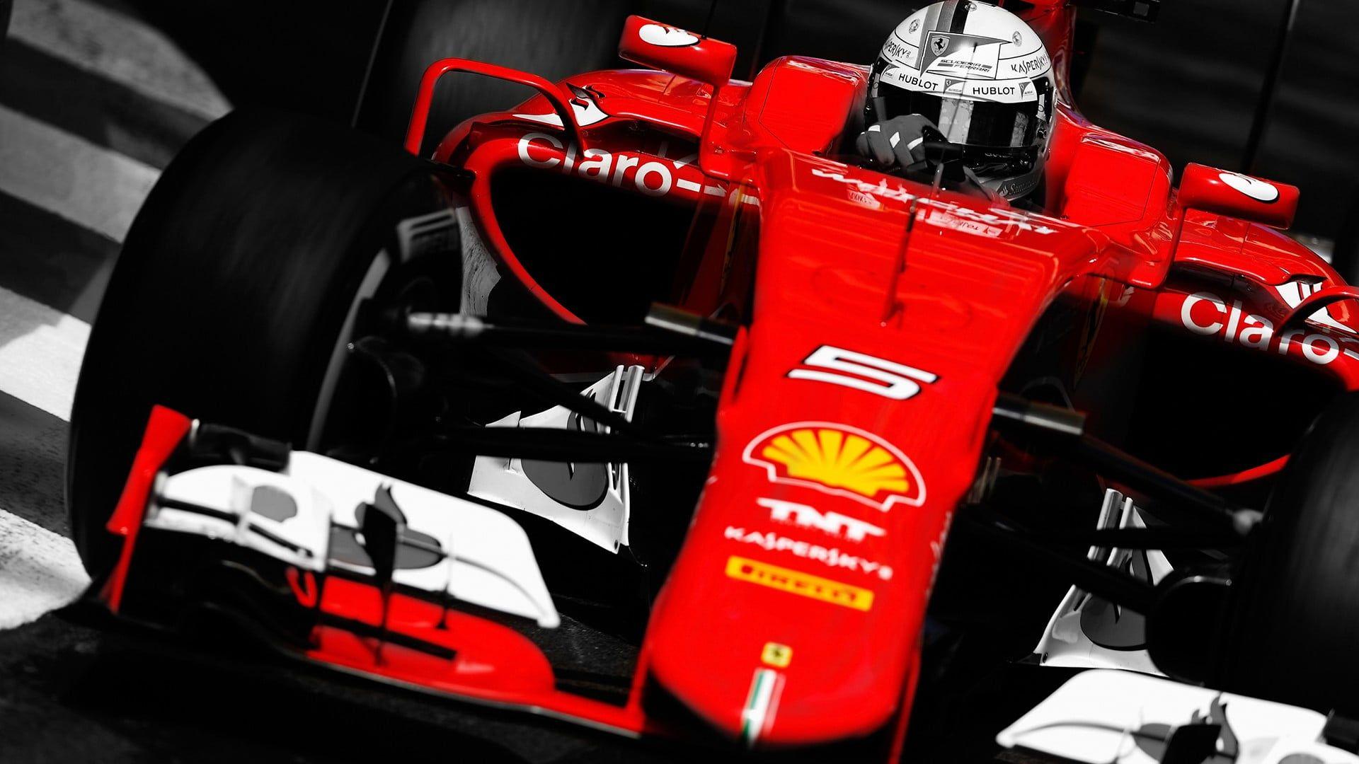 1920x1080 White And Black Full Face Helmet, Ferrari F Car, Sebastian