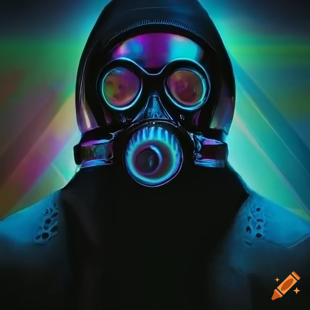 1024x1024 Shiny iridescent cyberpunk gas mask