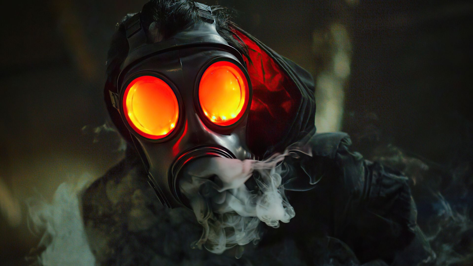 1920x1080 Gas Mask Glowing Eyes HD Wallpaper