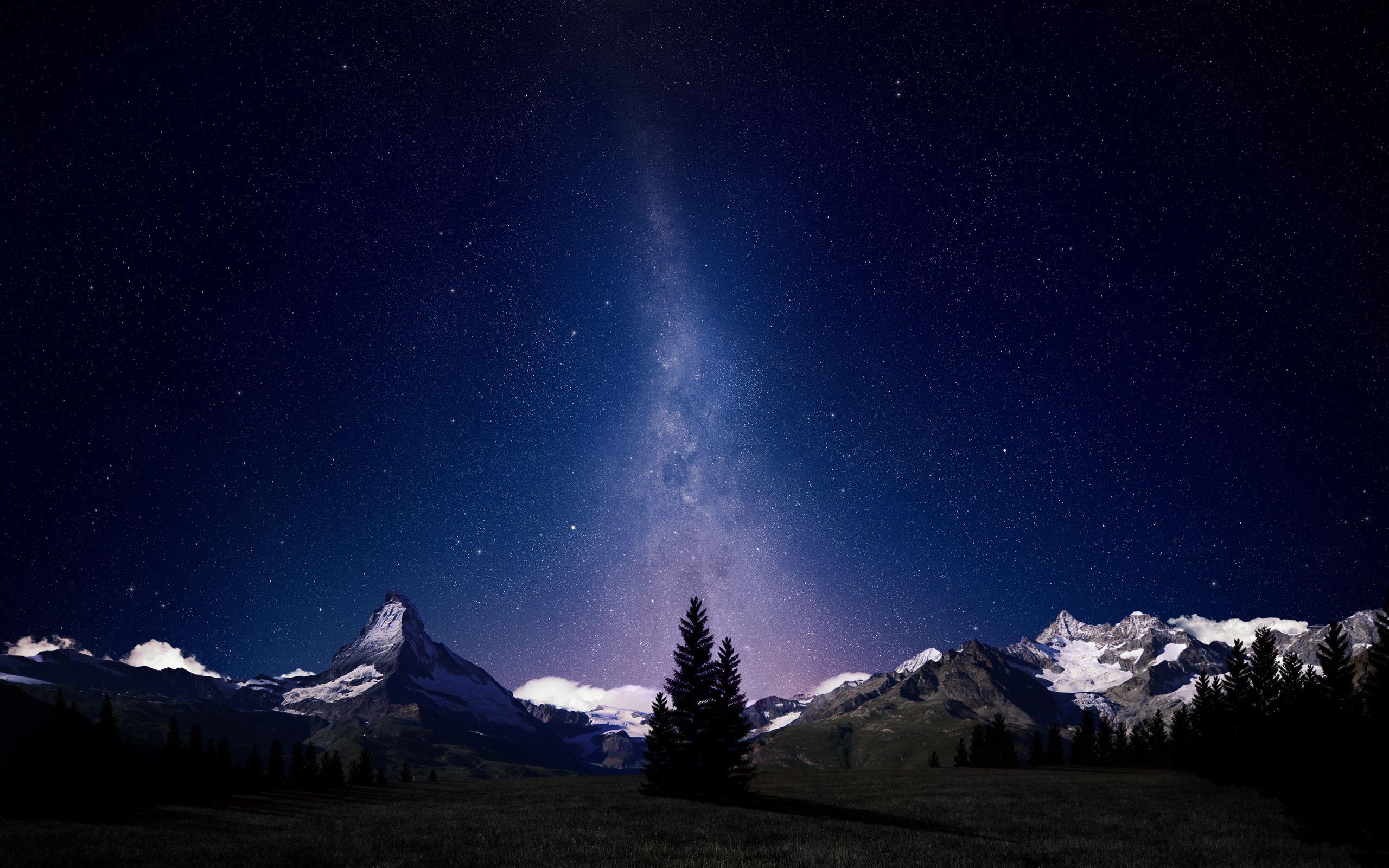 Hình nền bầu trời đêm trên dãy núi Alps của Thụy Sĩ 2560x1600