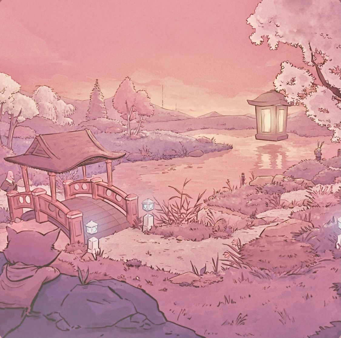 1125x1115 Pink Anime Aesthetic Laptop Wallpaper