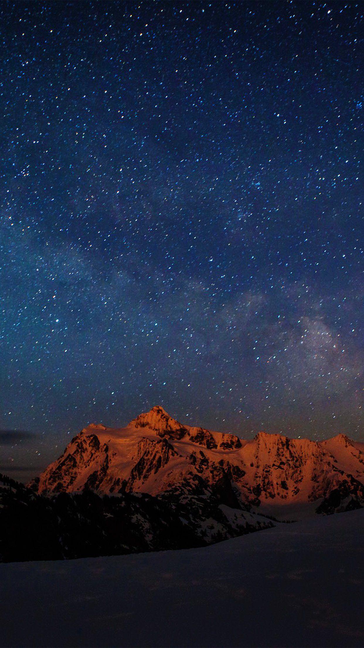 Mountain Landscape Clouds Night Sky Stars Scenery 4K Wallpaper #4.762