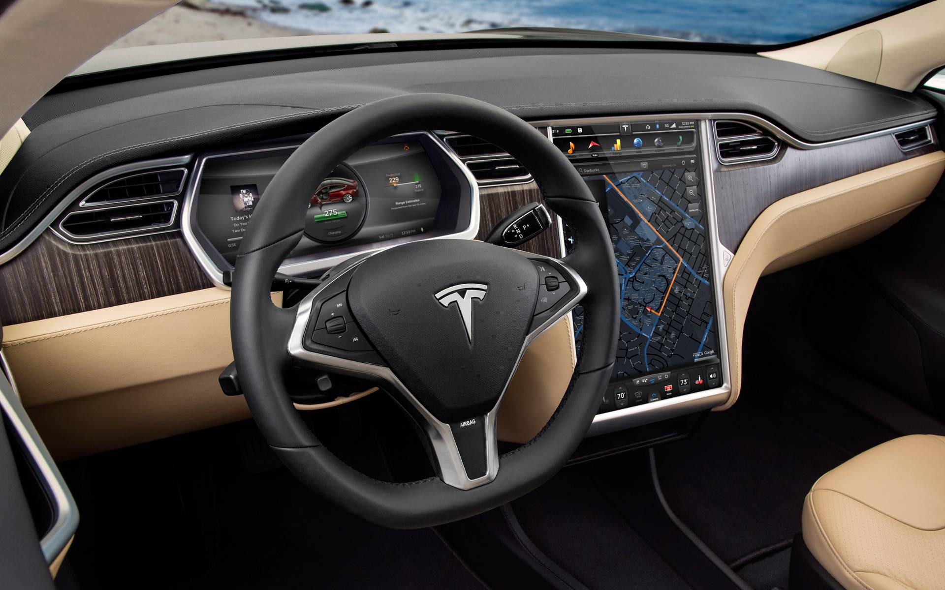 1920x1200 Tesla Model S Dashboard Interior Desktop Wallpaper