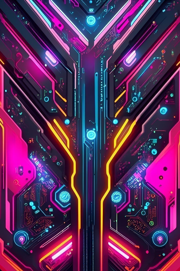 736x1104 Colorful Futuristic PCB. Sci Fi Background