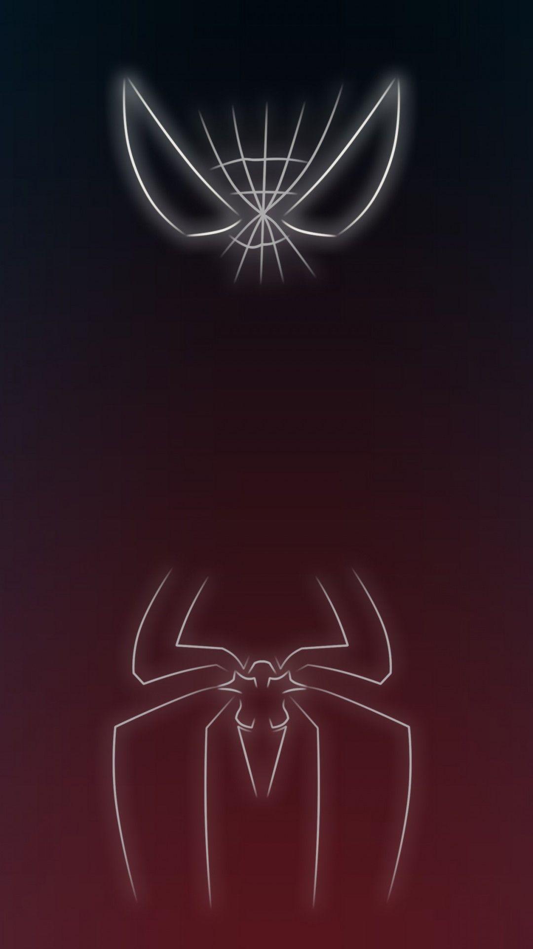1080x1920 Spiderman Neon Red Wallpaper