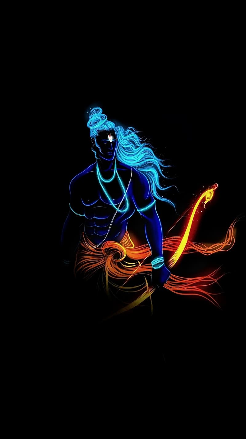 800x1422 Lord Rama, Black Background, lord, jai shri ram, HD phone wallpaper