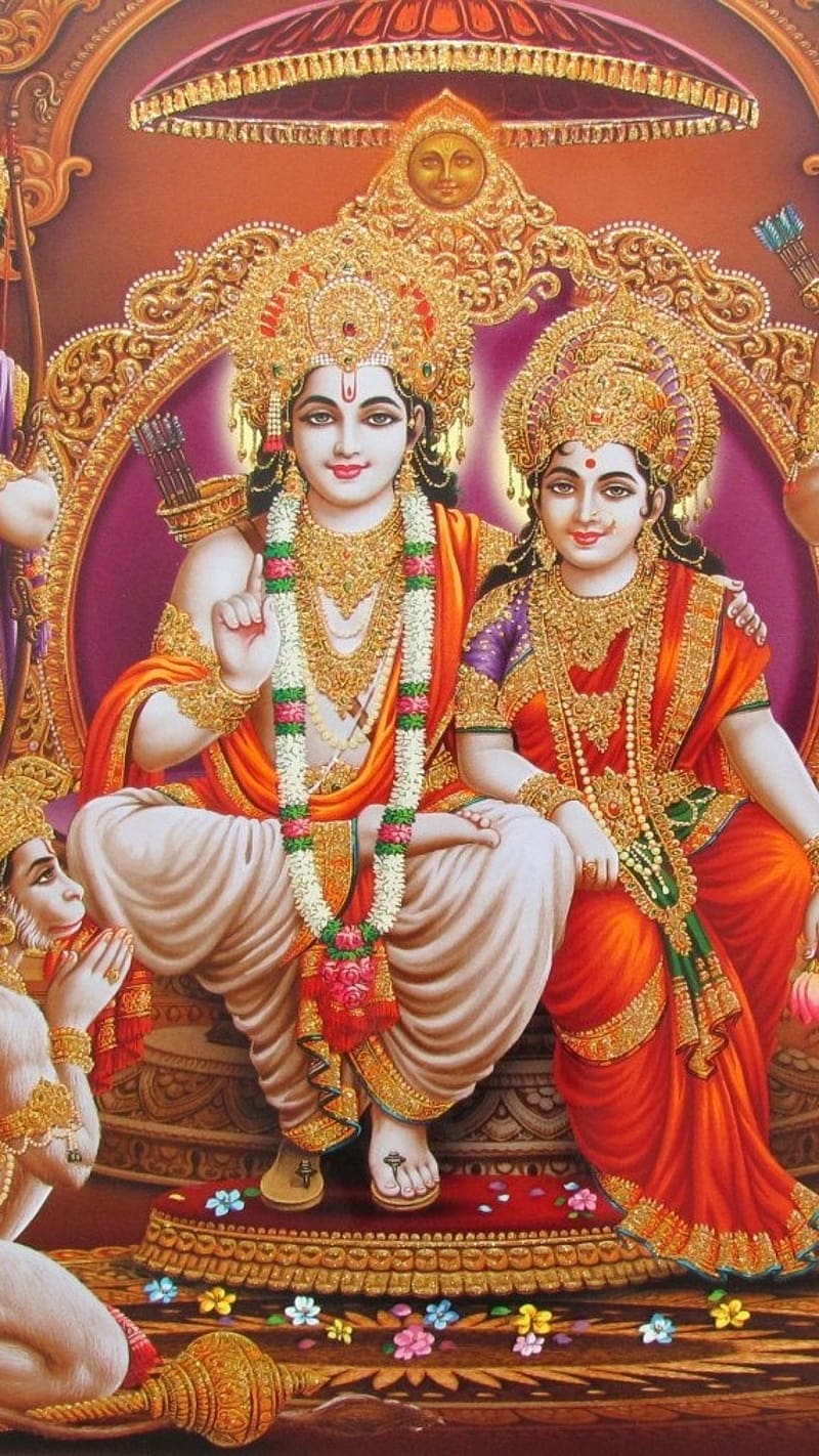 800x1422 Lord Ram, Ram Sita Hanuman, lord, god
