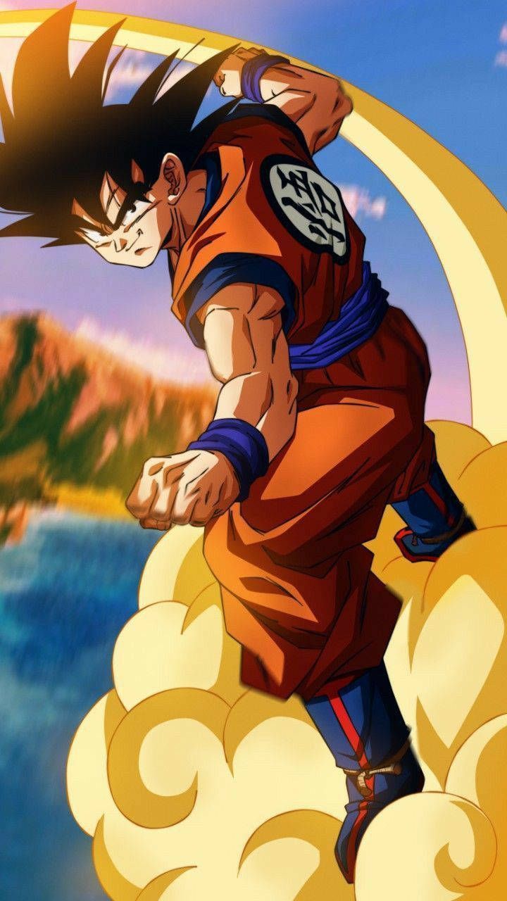 720x1280 Download Goku 4k Ultra HD Riding Flying Nimbus Wallpaper