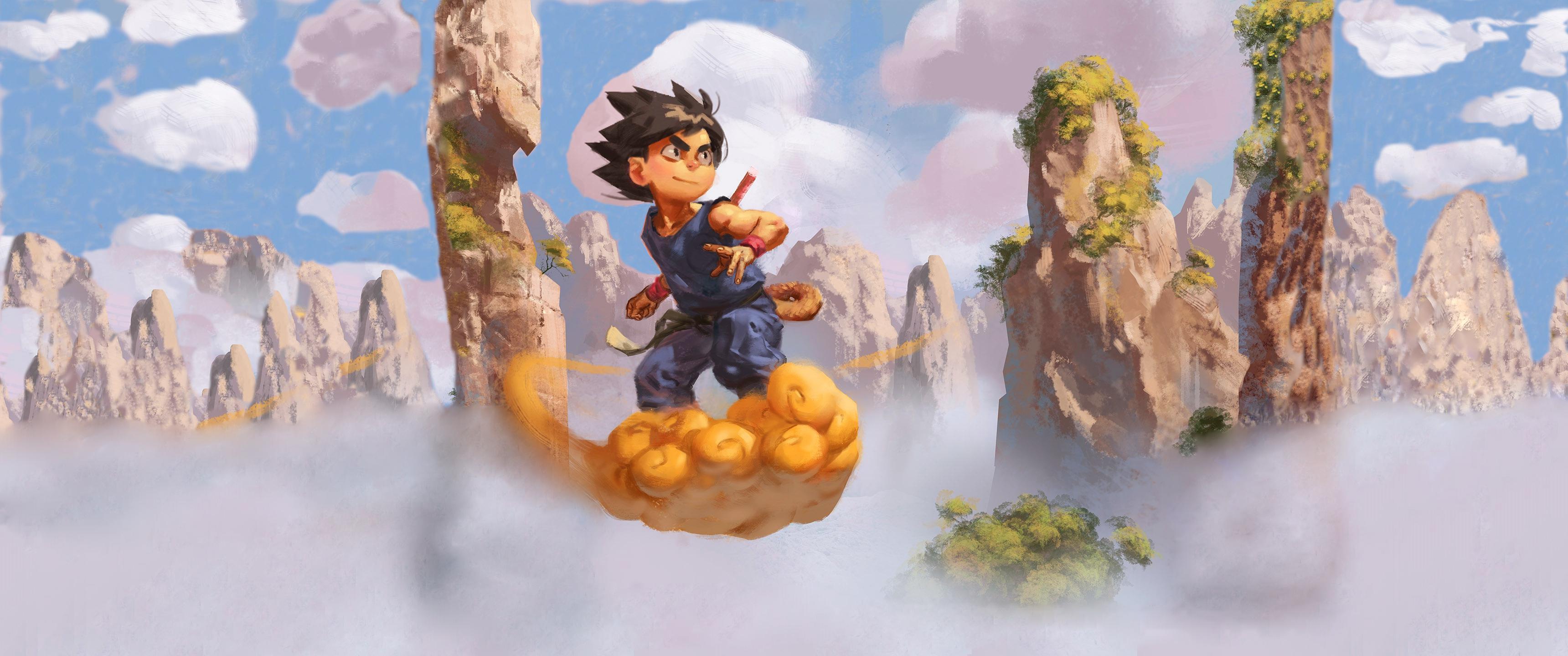 3440x1440 Goku and Flying Nimbus [3440x1440]