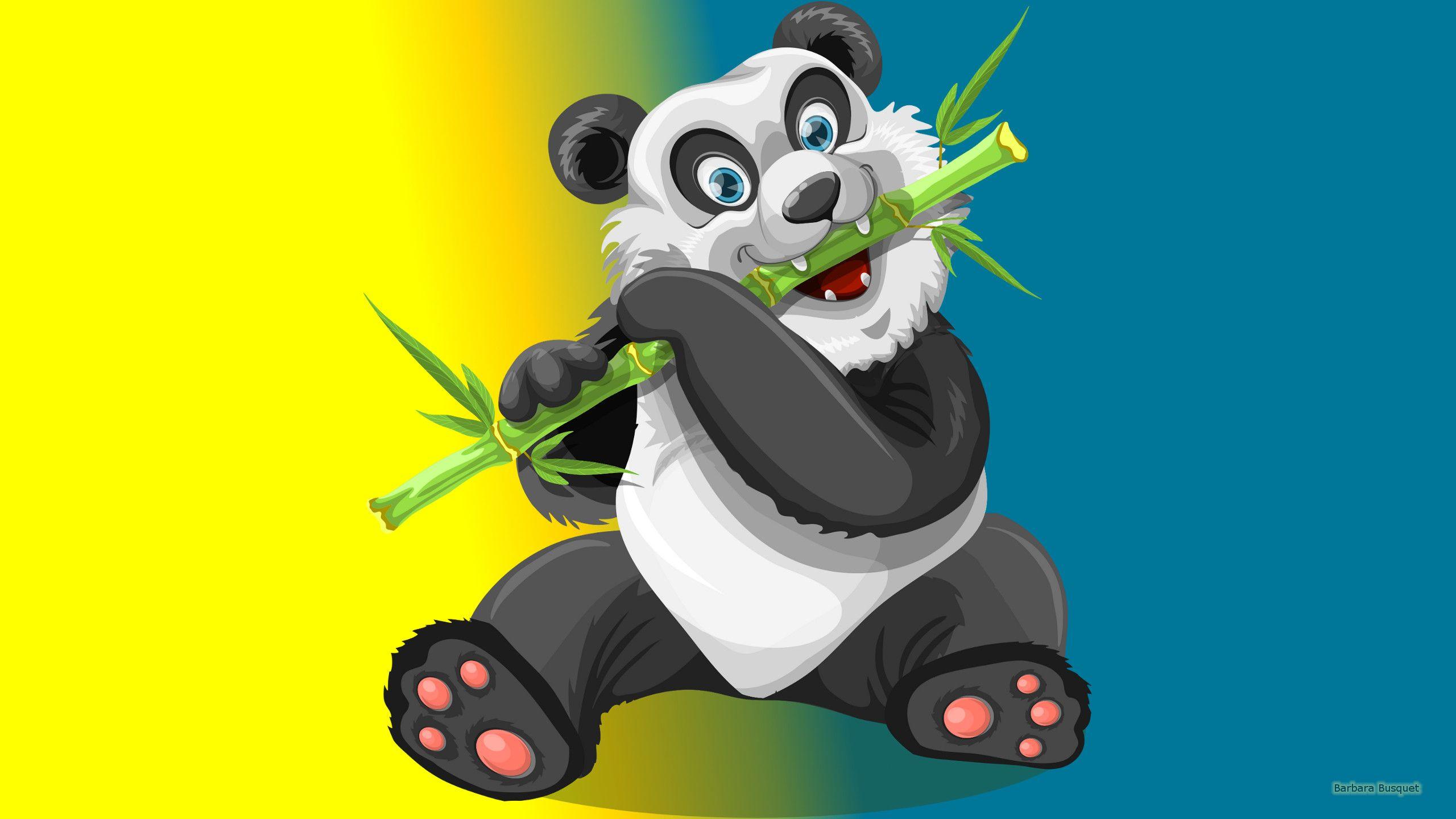 2560x1440 Giant panda with bamboo. Barbaras HD Wallpaper