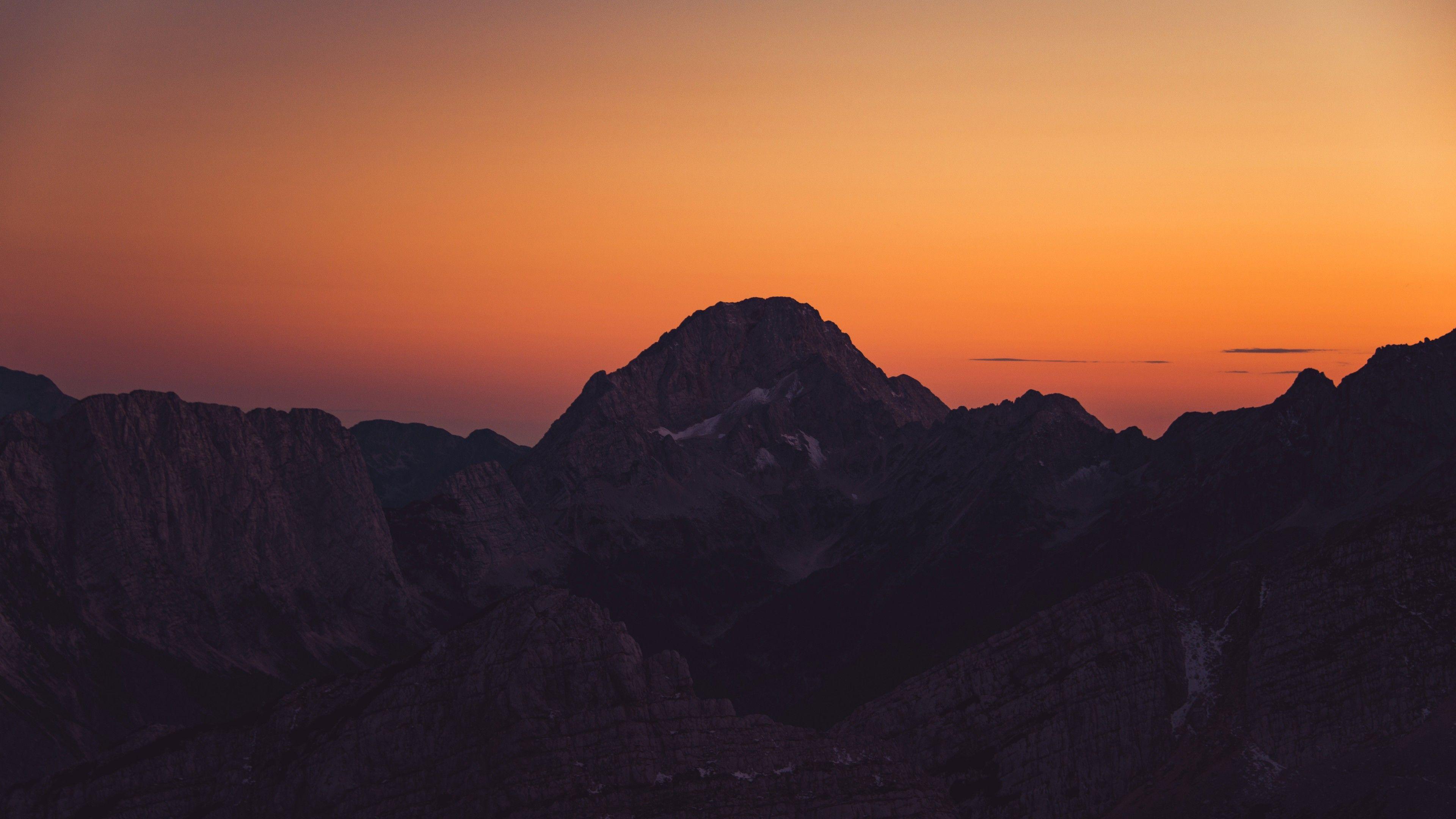 3840x2160 Wallpaper 4k Orange Sky Landscape Sunset Mountains 4k 4k