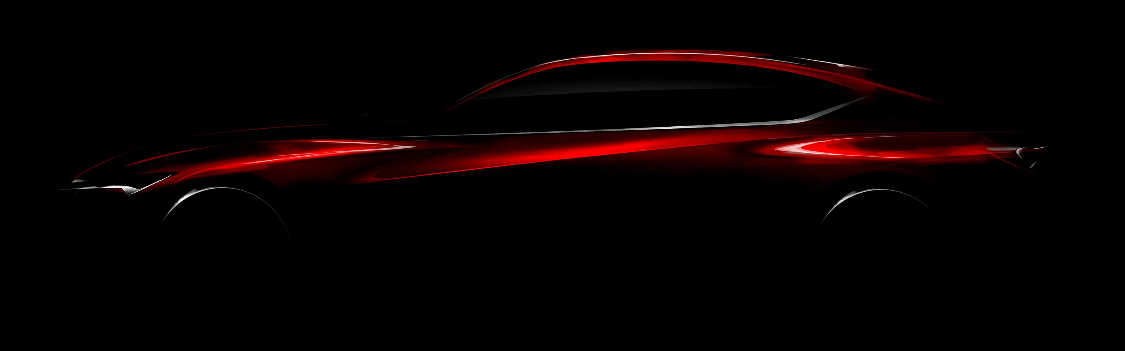 3840x1200 Red Acura CSX coupe HD wallpaper