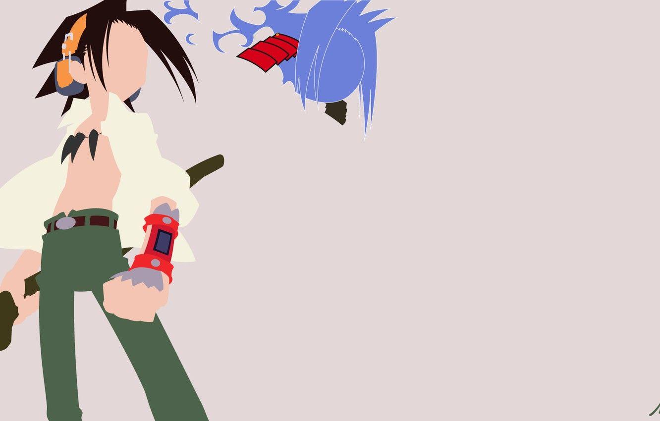 1332x850 Wallpaper minimalism, spirit, sword, guy, Shaman king