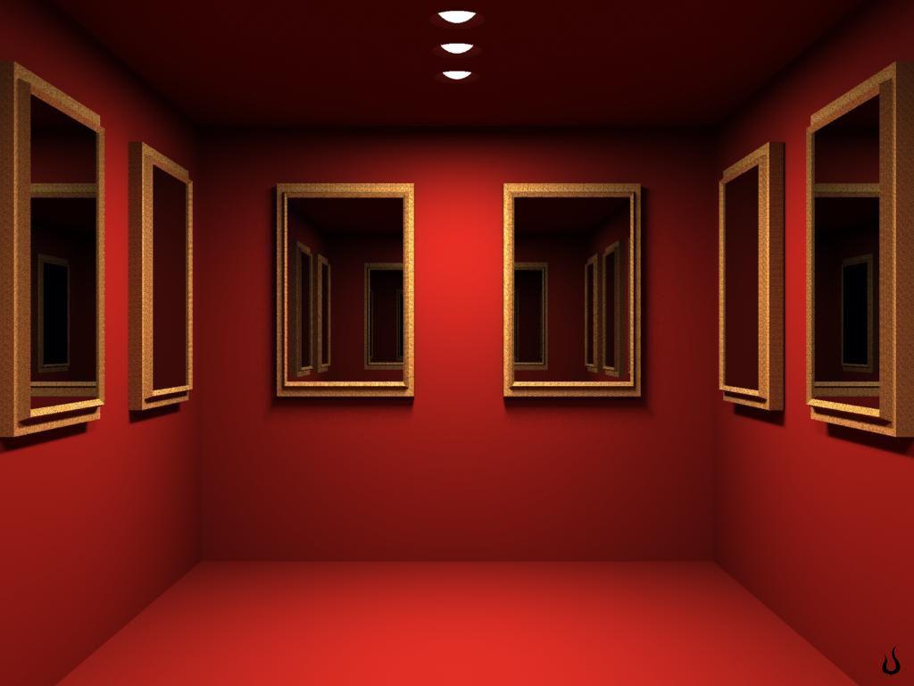 1024x768 Red Mirrored Room Windows 7 Abstract Desktop Wallpaper