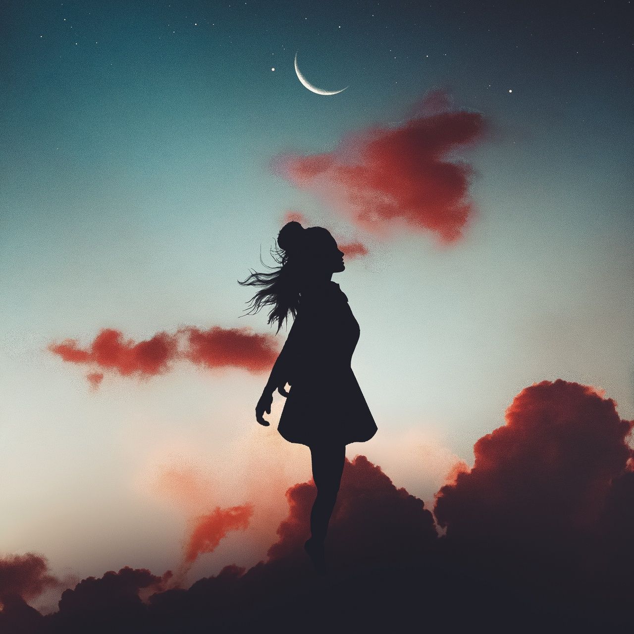 1280x1280 Wallpaper 4K, Mood, Silhouette, Evening sky