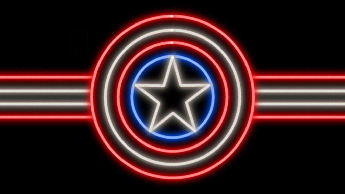 1366x768 Biểu tượng Neon của Captain America WP