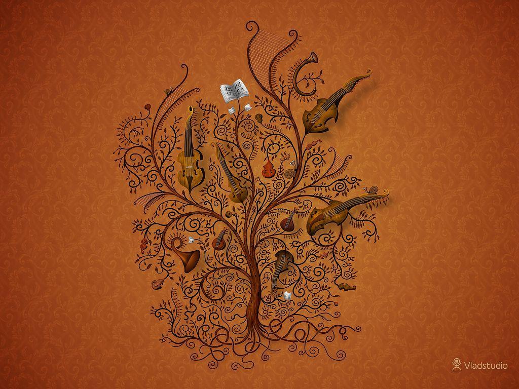 1024x768 Orchestra (Gold)' Vladstudio · free desktop wallpaper