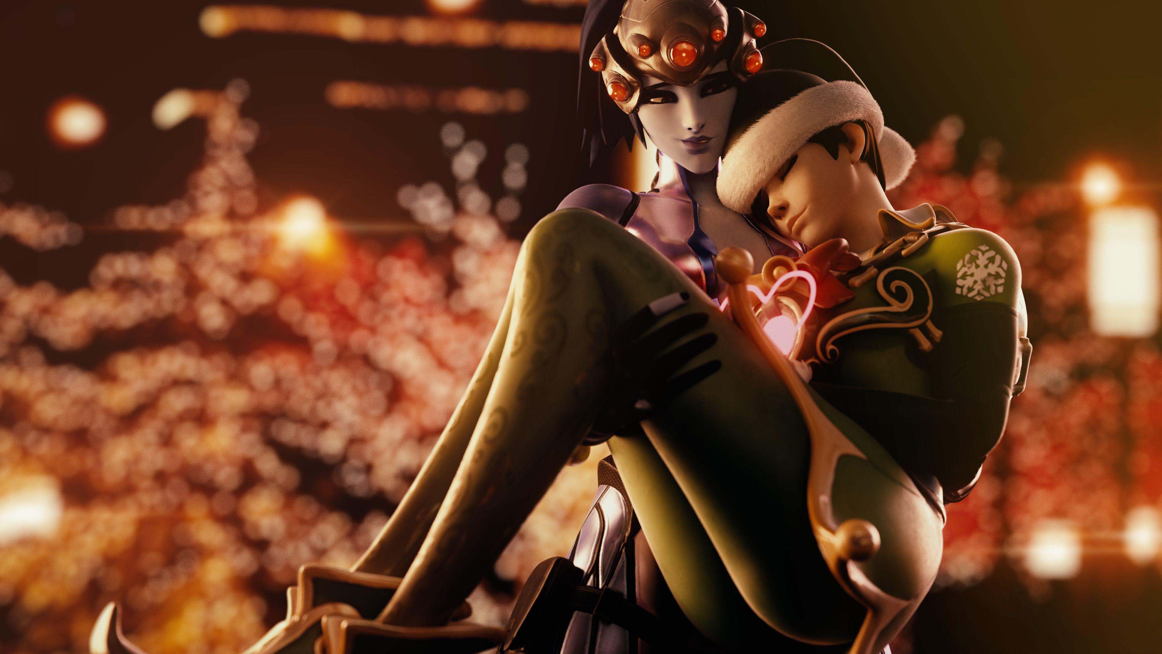 3840x2160 Tracer And Widowmaker Overwatch Artwork 1600x900