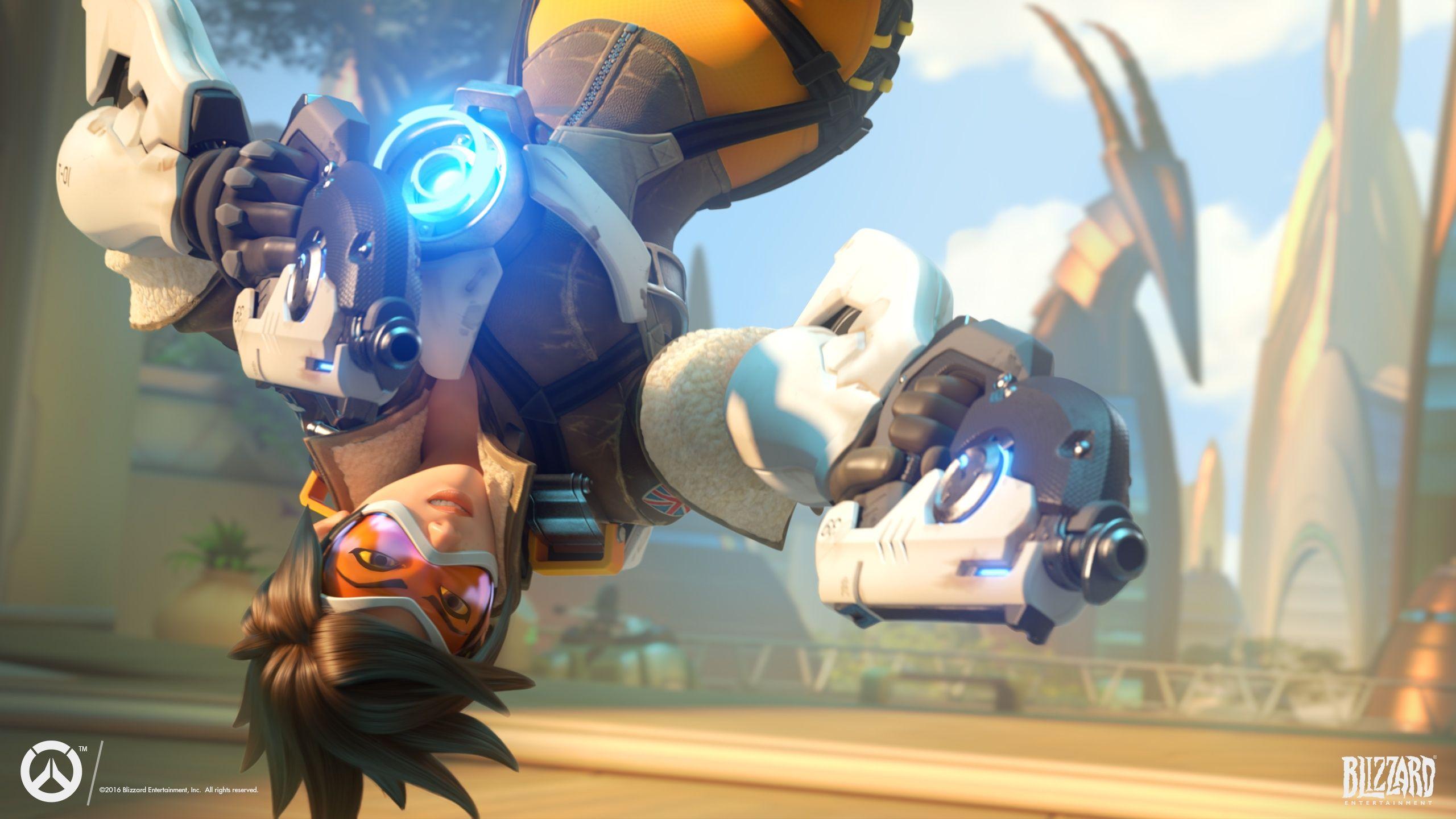 2560x1440 Tracer Overwatch Action Wallpaper in jpg format for free