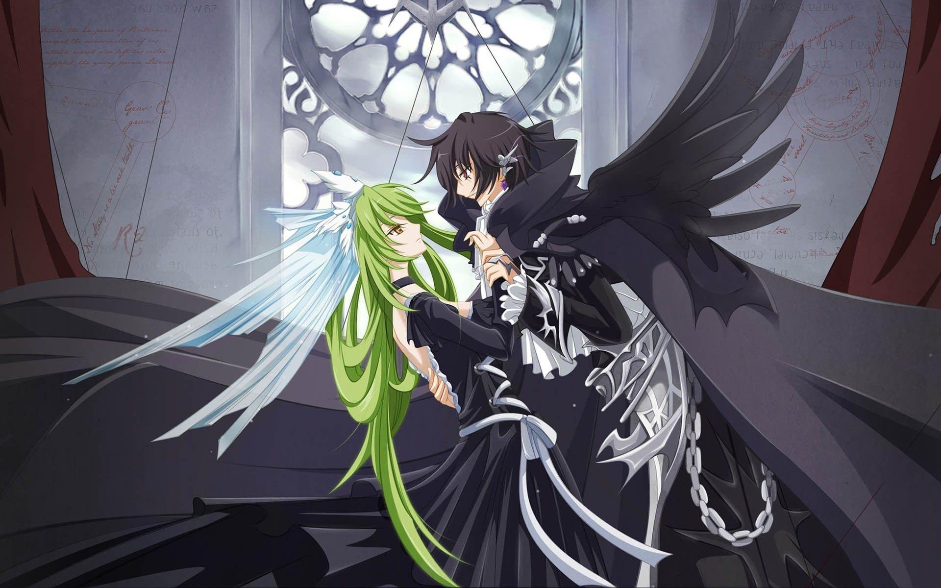 1920x1200 Boy, Girl, Hug, Dance, Wings wallpaper