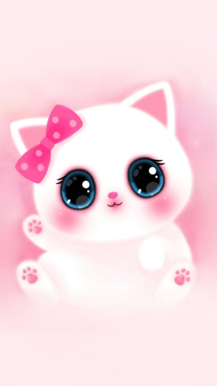 Wallpaper Gambar Kucing Pink Kartun