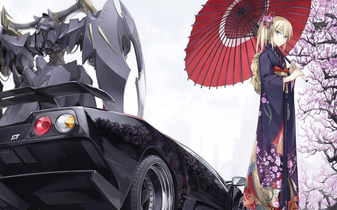1280x800 Anime Girl Car
