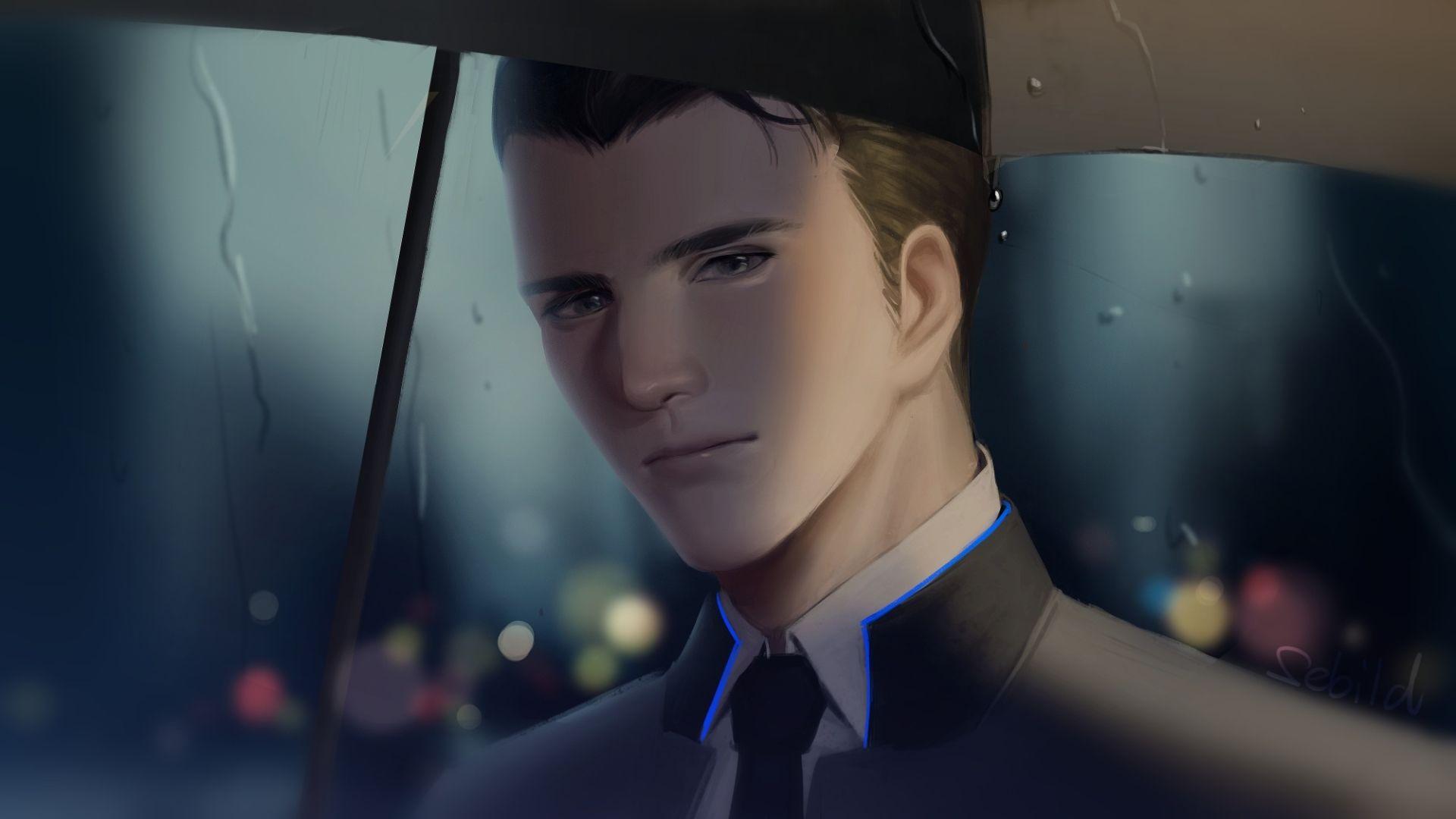 1920x1080 Wallpaper of Video Game, Detroit, Become Human, Rain