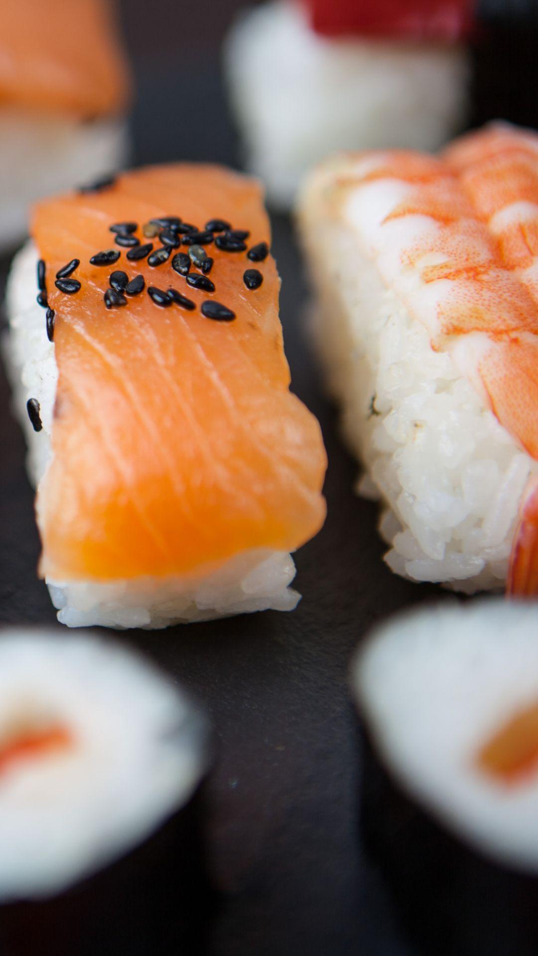 1080x1920 Sushi Rice Ball Seafood Meat Fish Japanese Dish HD Background
