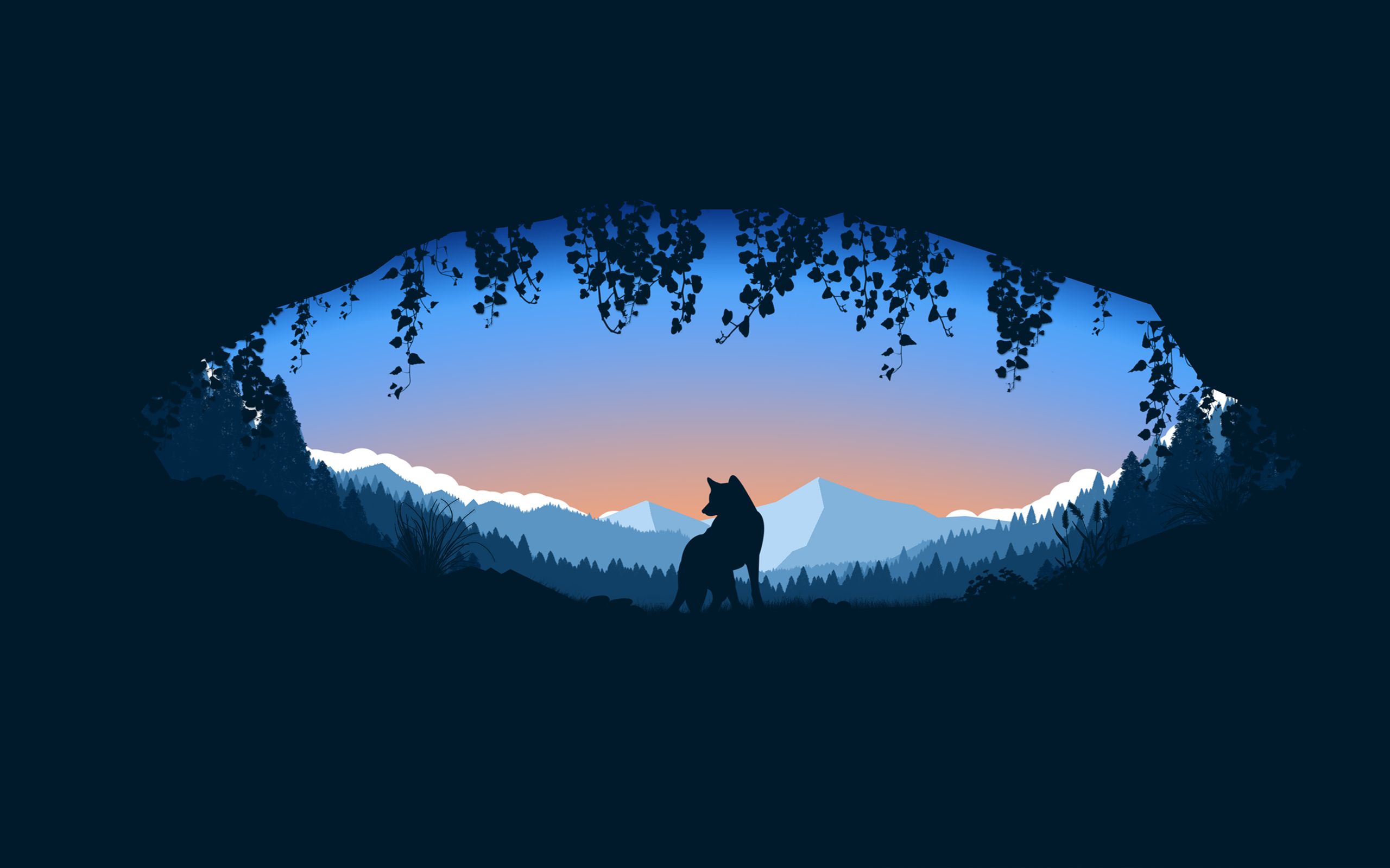2560x1600 Wolf Cave Minimalist 4k